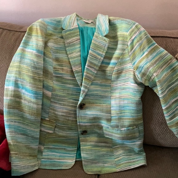 COLDWATER CREEK Green Blue Blazer Coat 16 - Picture 1 of 1